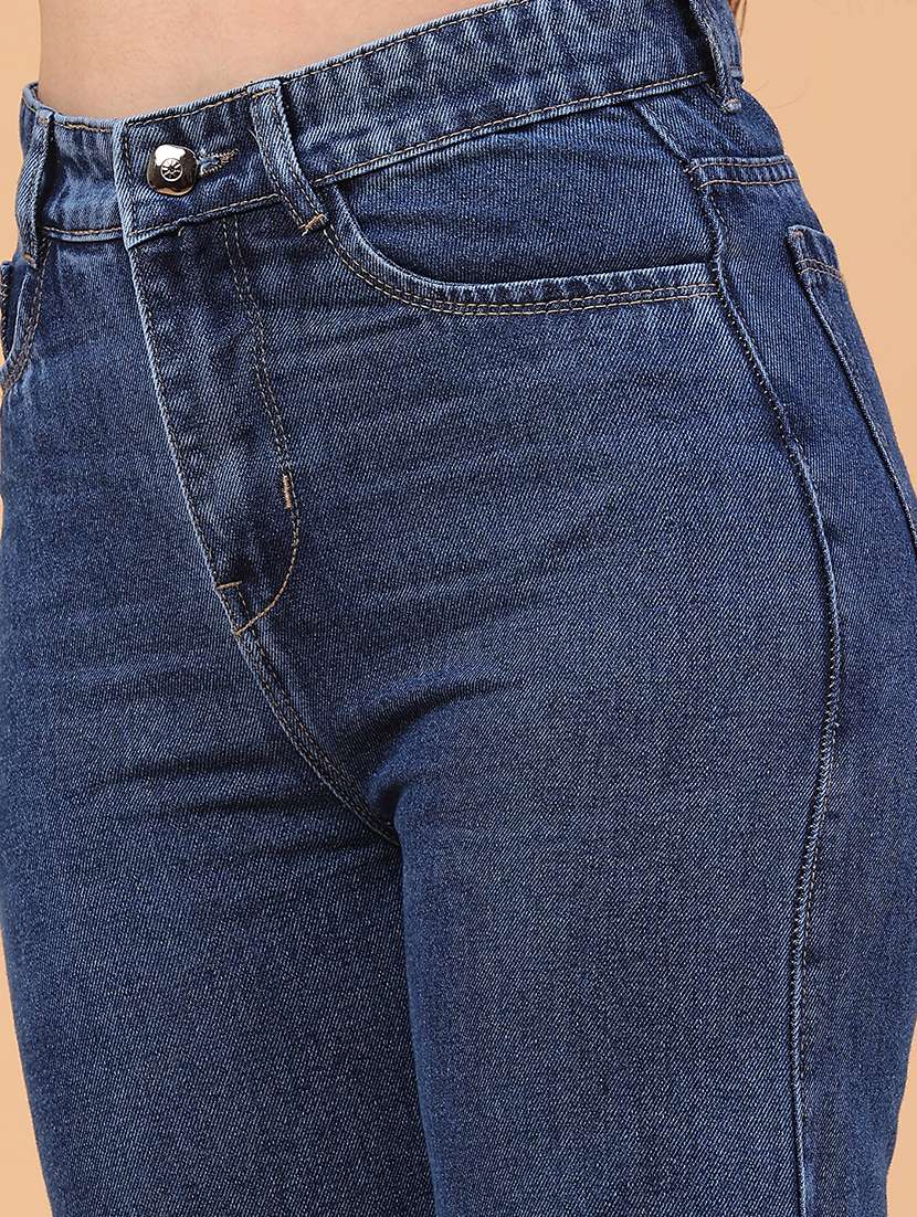 women plain high rise straight fit jeans - 22258832 -  Standard Image - 5