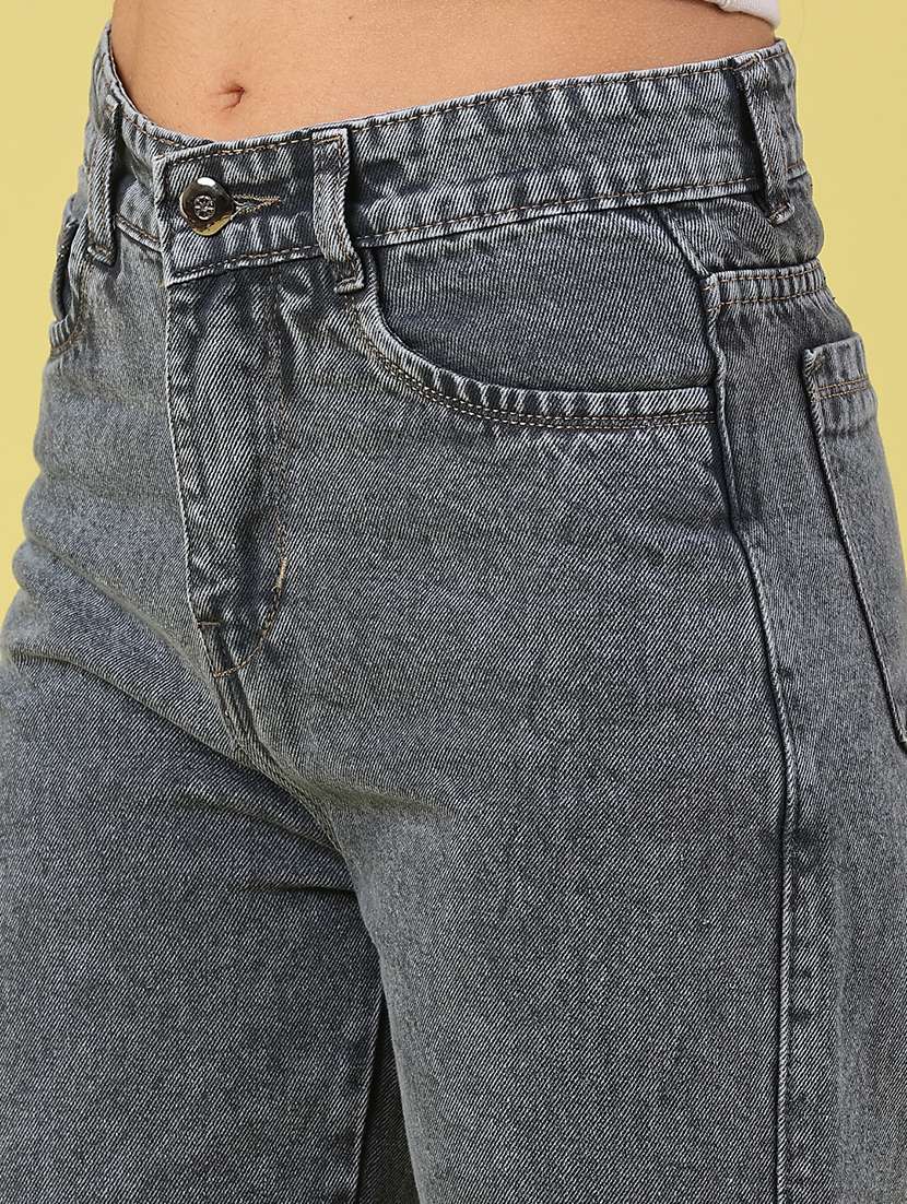 women solid high rise straight jeans - 22258834 -  Standard Image - 5