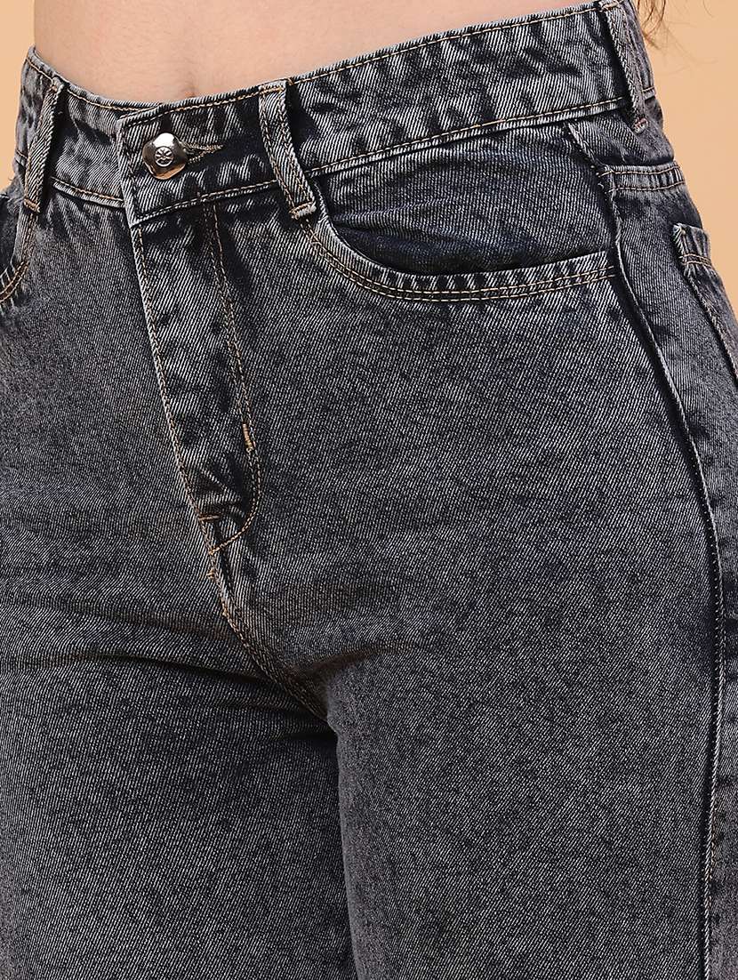 women plain high rise straight fit jeans - 22258835 -  Standard Image - 5