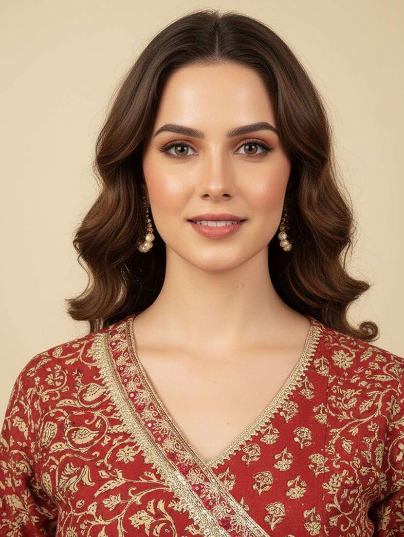 women floral three quarter sleeve kurta pant with dupatta set - 22258853 -  Standard Image - 3