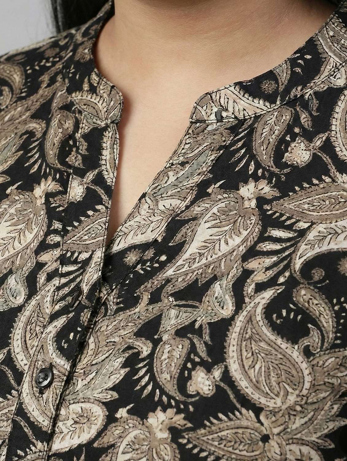 women plus size printed mandarin neck straight kurti - 22258918 -  Standard Image - 5