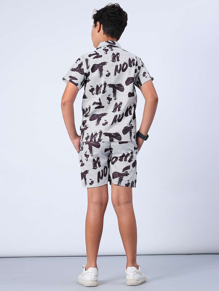 boys printed short sleeve shirt & shorts co-ords set - 22258964 -  Standard Image - 3