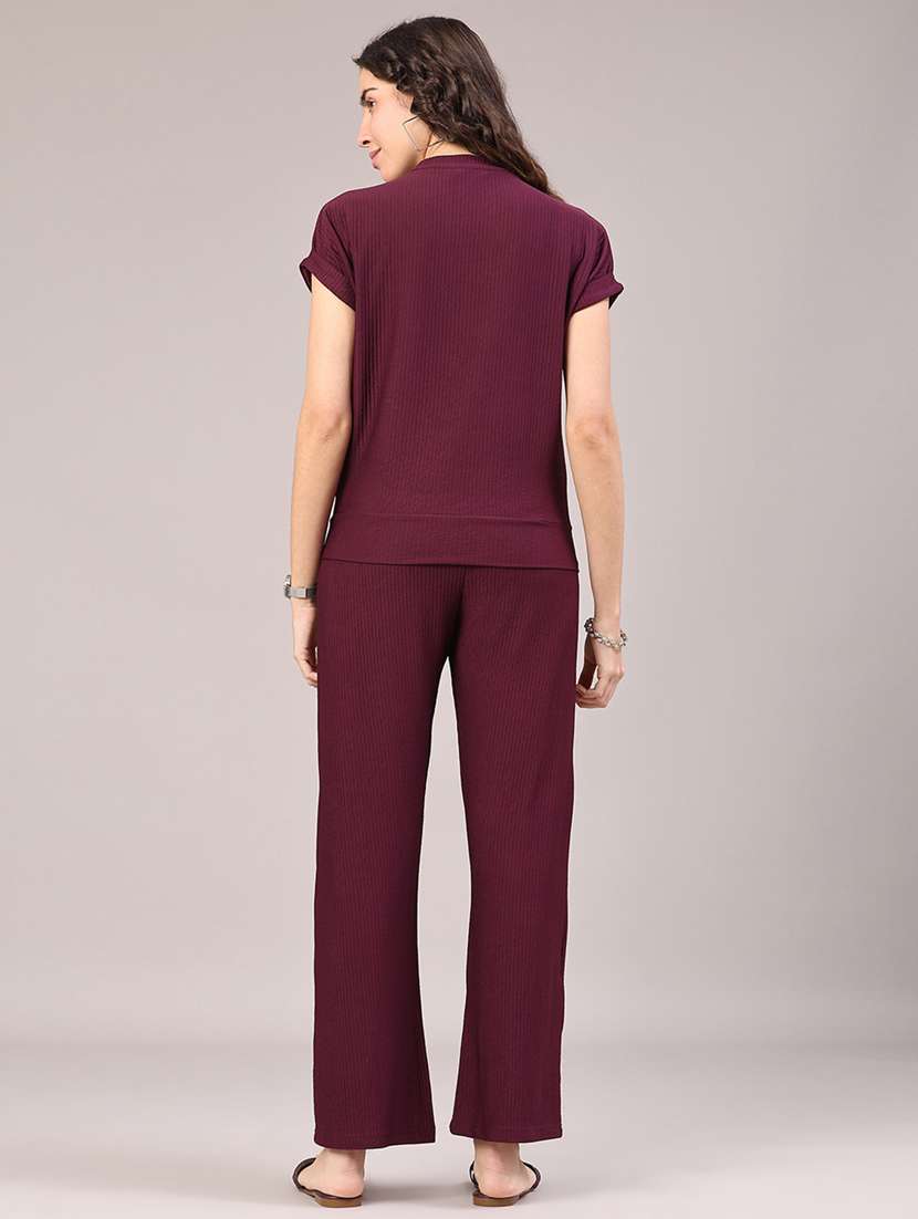 women solid top and trouser co-ord set - 22259179 -  Standard Image - 3