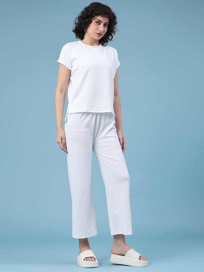women self design short sleeve t-shirt & trouser co-ords set - 22259182 -  Standard Image - 3