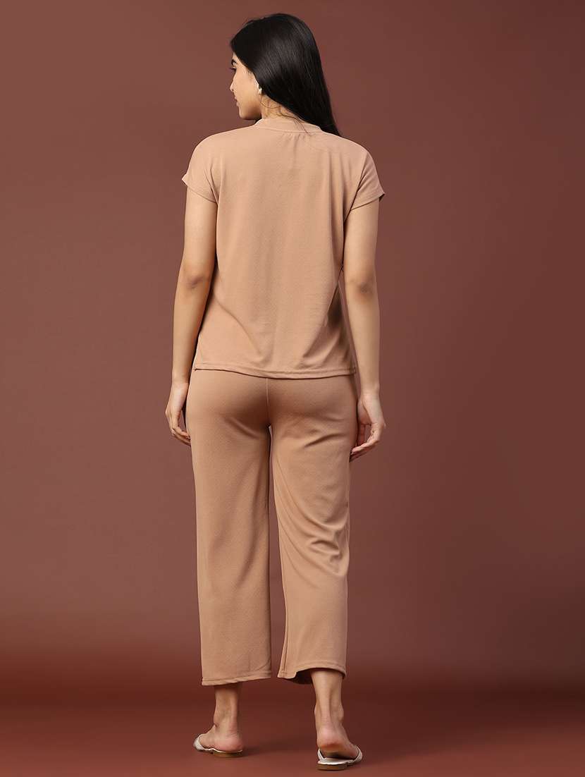 women self design short sleeve t-shirt & trouser co-ords set - 22259184 -  Standard Image - 3