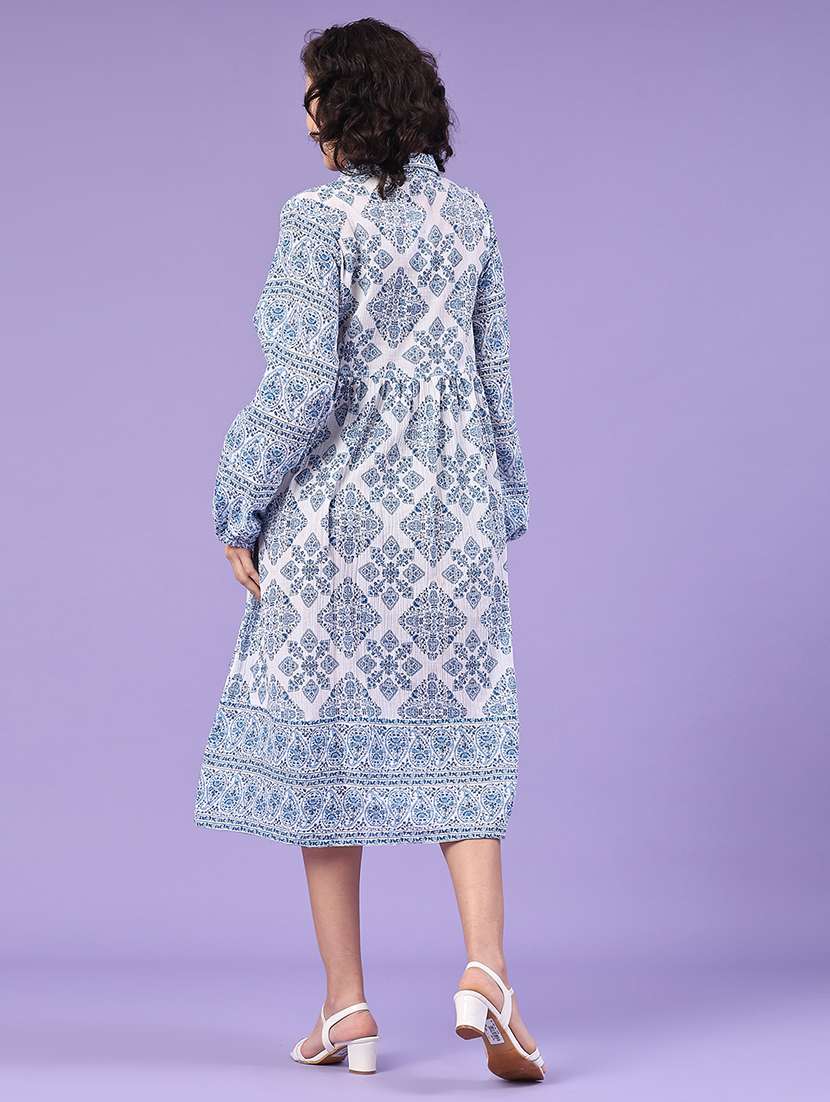 women printed puff sleeves tiered dress - 22259248 -  Standard Image - 3