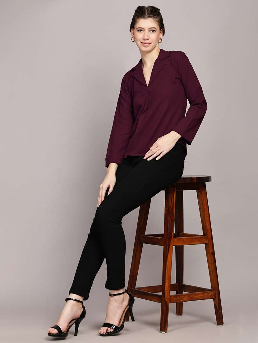 women solid three quarter sleeve top - 22259257 -  Standard Image - 3