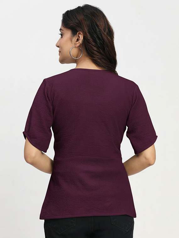 women solid puff sleeve regular top - 22259261 -  Standard Image - 3