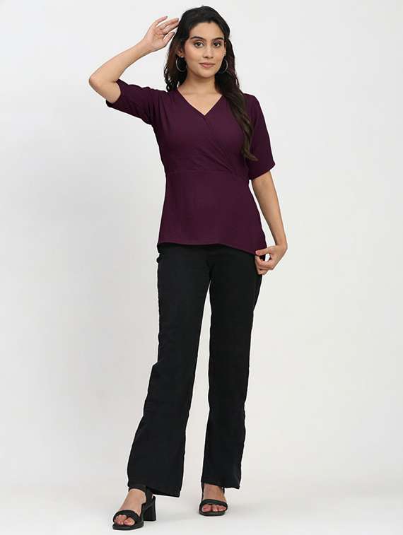 women solid puff sleeve regular top - 22259261 -  Standard Image - 5