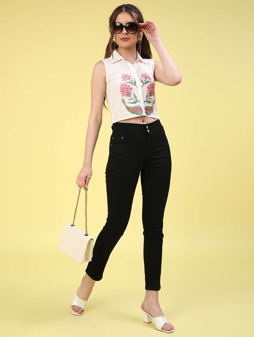 off white cotton crop shirt - 22259295 -  Standard Image - 5