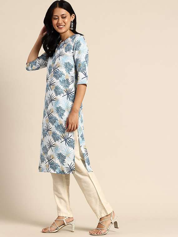 women pack of 2 printed three quarter sleeve straight kurta - 22259440 -  Standard Image - 3