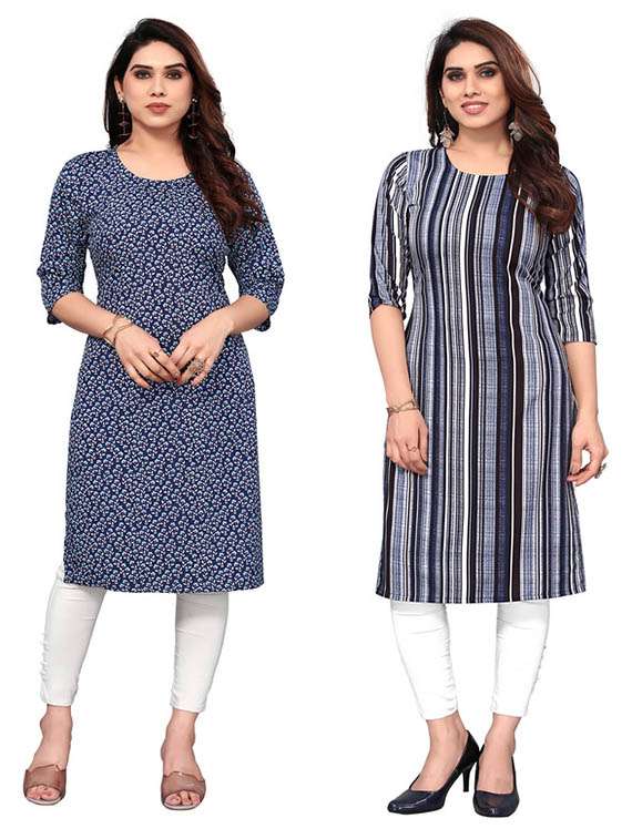 women pack of 2 printed straight kurta