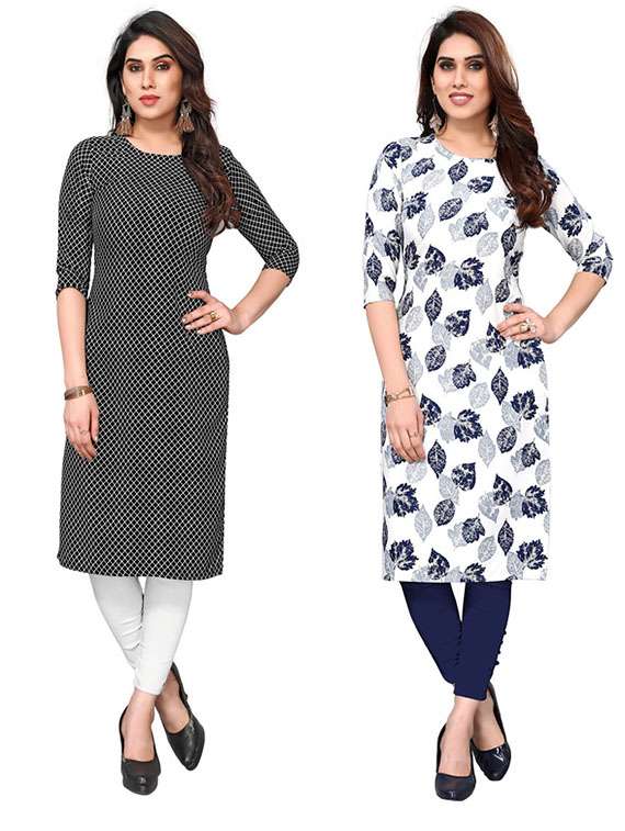 women pack of 2 printed straight kurta