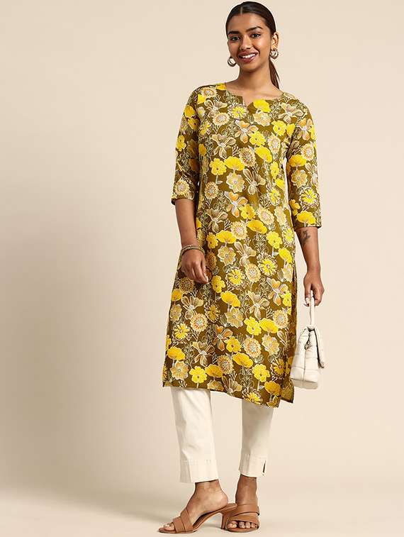 women pack of 2 printed three quarter sleeve straight kurta - 22259643 -  Standard Image - 3