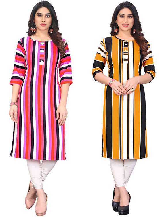 women pack of 2 printed straight kurta