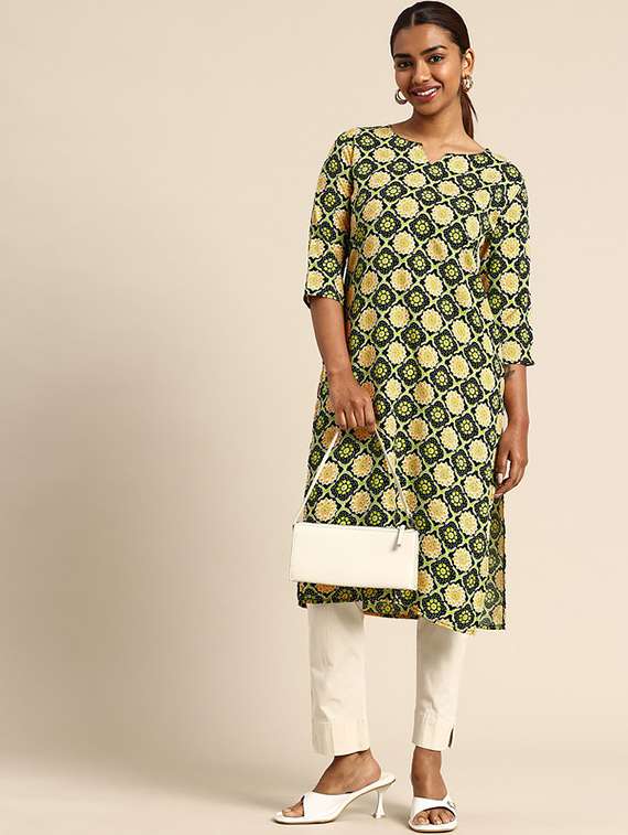 women pack of 2 printed three quarter sleeve straight kurta - 22259778 -  Standard Image - 3