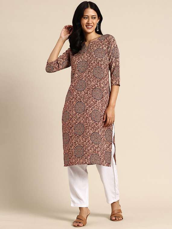 women pack of 4 printed three quarter sleeve straight kurta - 22259927 -  Standard Image - 3