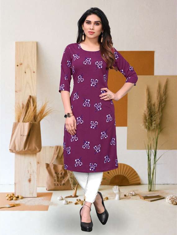 women pack of 4 printed three quarter sleeve straight kurta - 22260002 -  Standard Image - 3