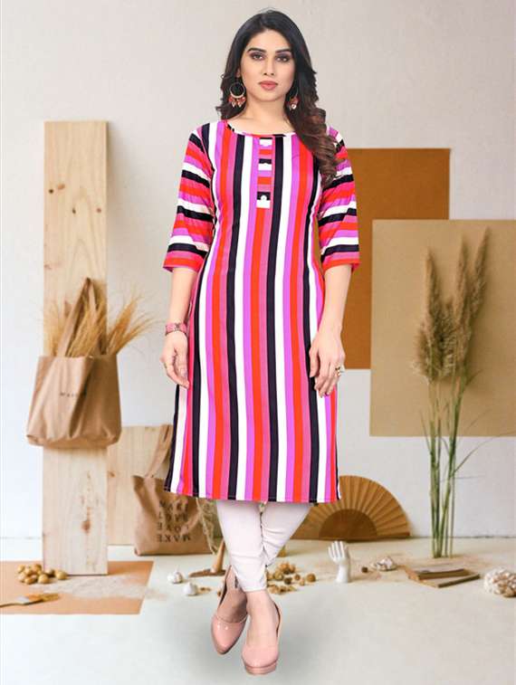 women pack of 4 printed three quarter sleeve straight kurta - 22260021 -  Standard Image - 3