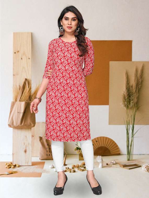 women pack of 4 printed three quarter sleeve straight kurta - 22260093 -  Standard Image - 3
