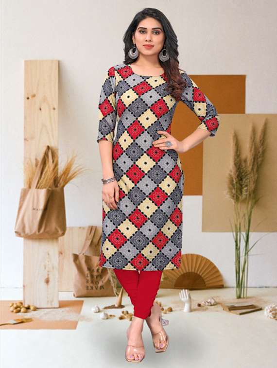 women pack of 4 printed three quarter sleeve straight kurta - 22260183 -  Standard Image - 3