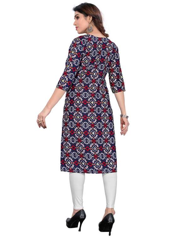 women pack of 4 printed three quarter sleeve straight kurta - 22260224 -  Standard Image - 5