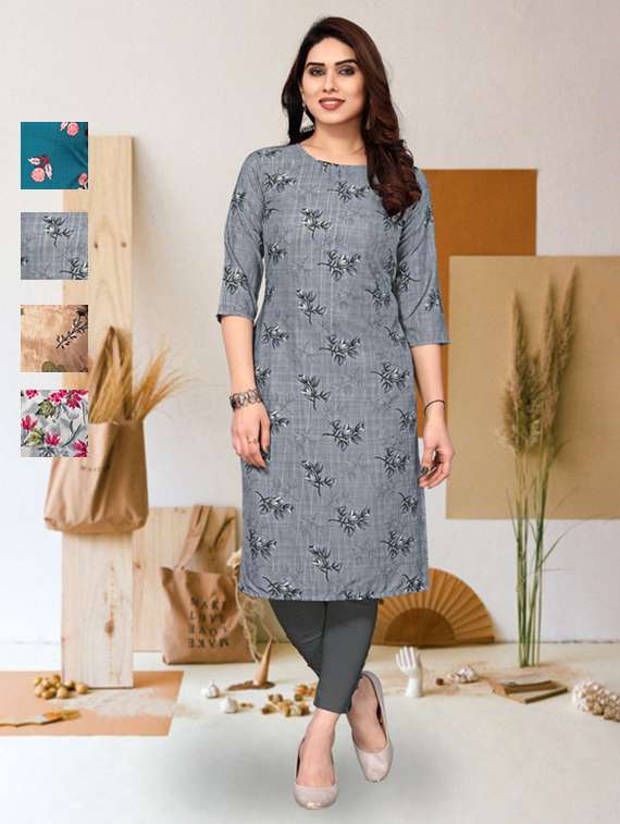 women pack of 4 printed straight kurta
