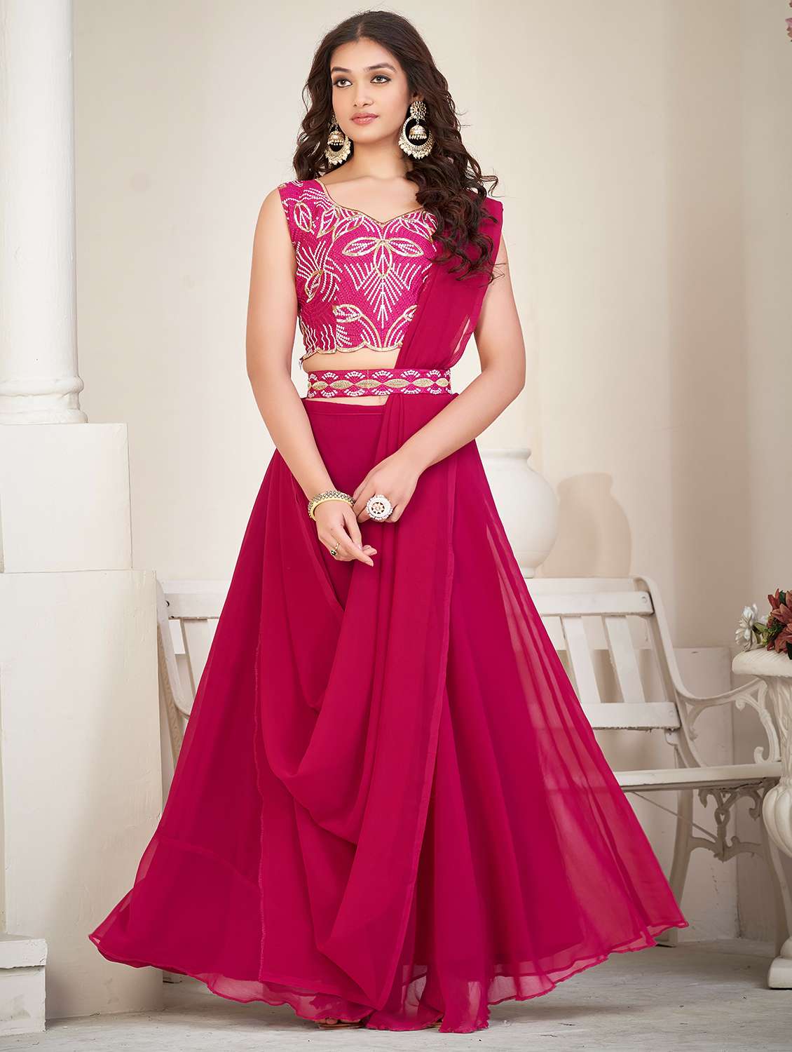 women solid semi stitched flared lehenga