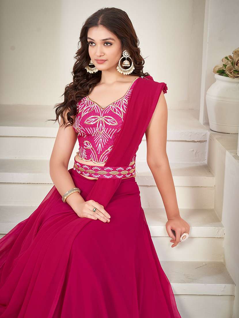 women solid semi stitched flared lehenga - 22260698 -  Standard Image - 3