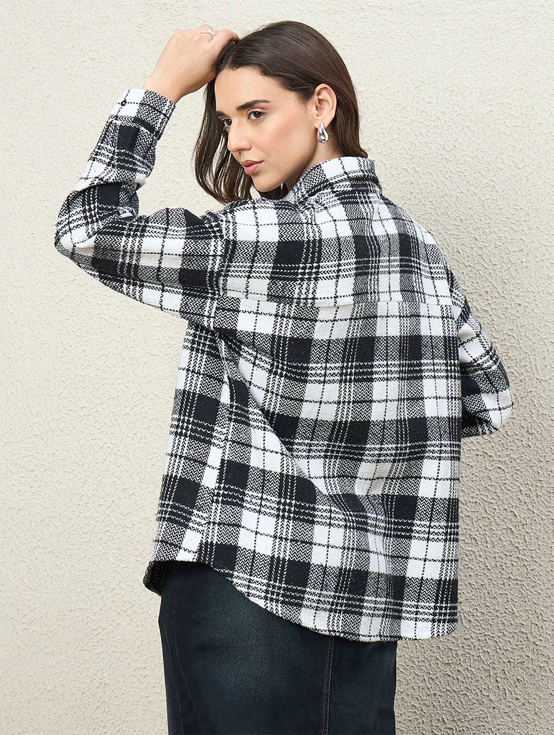 women collared long sleeve oversized shirt - 22260748 -  Standard Image - 3