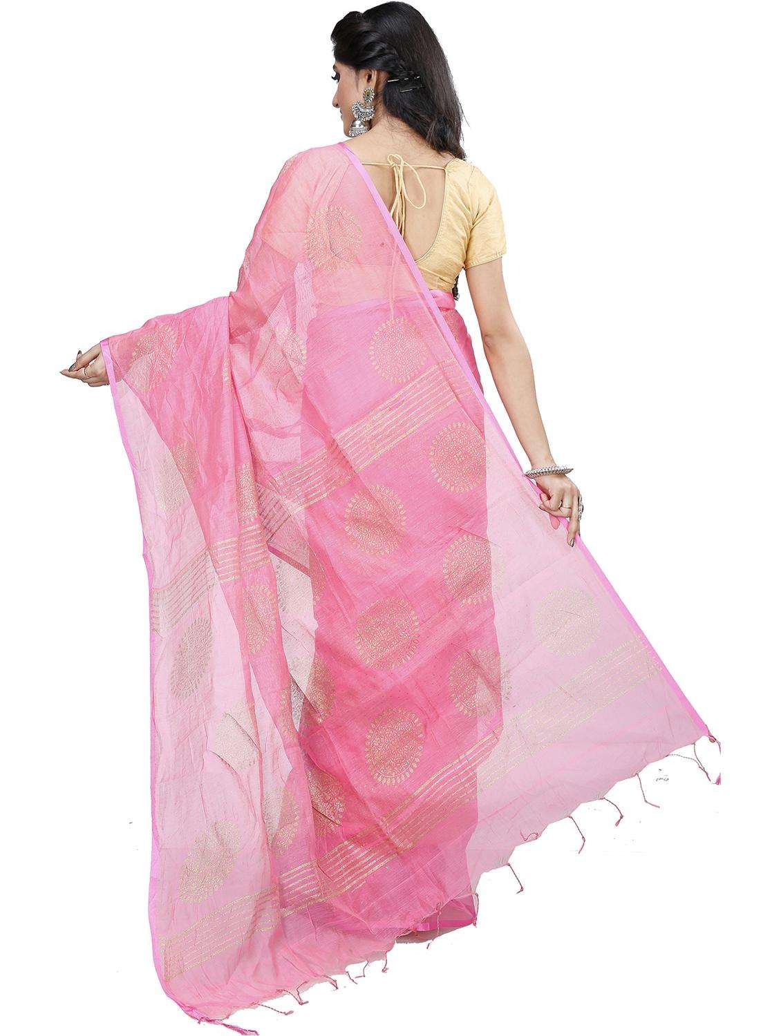 women foil printed saree with blouse - 22260782 -  Standard Image - 3