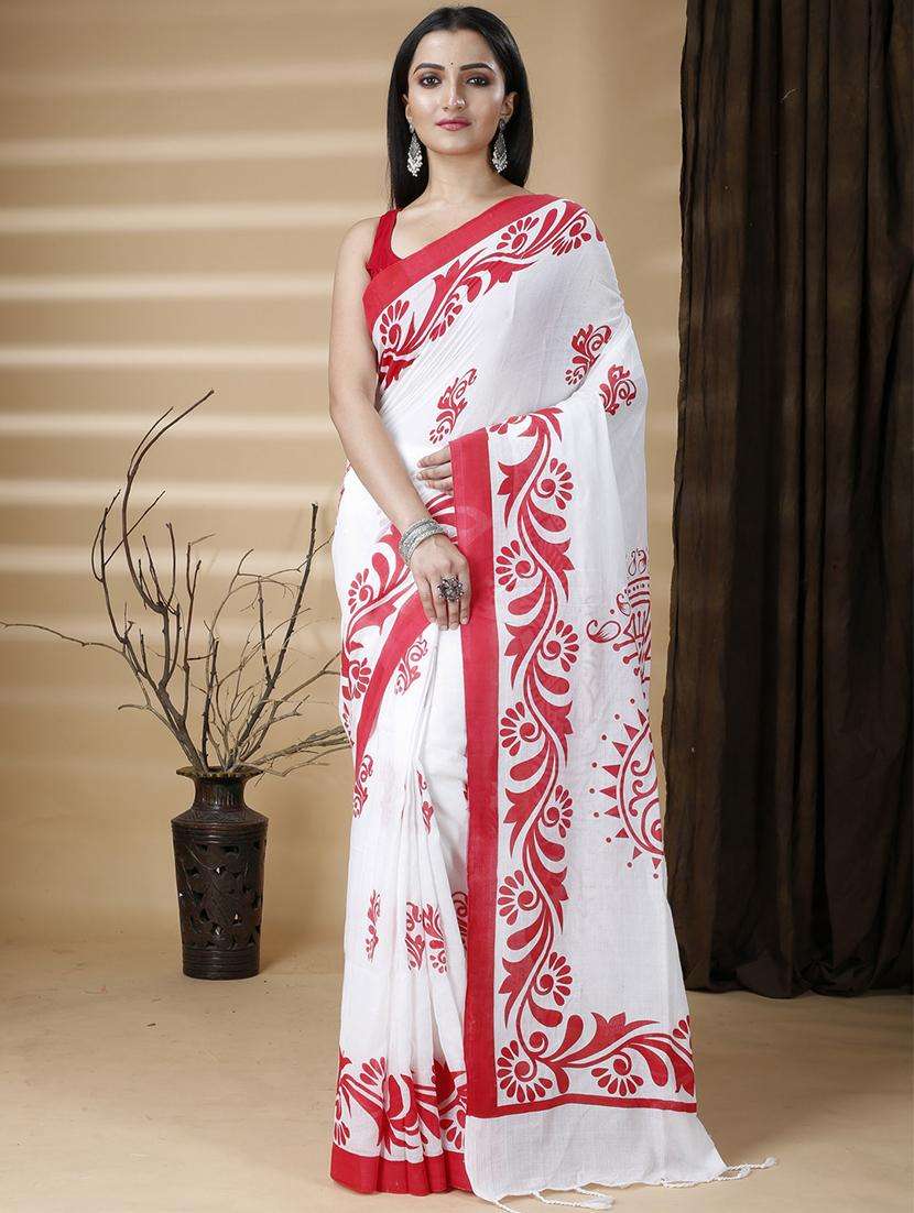 women printed handloom saree