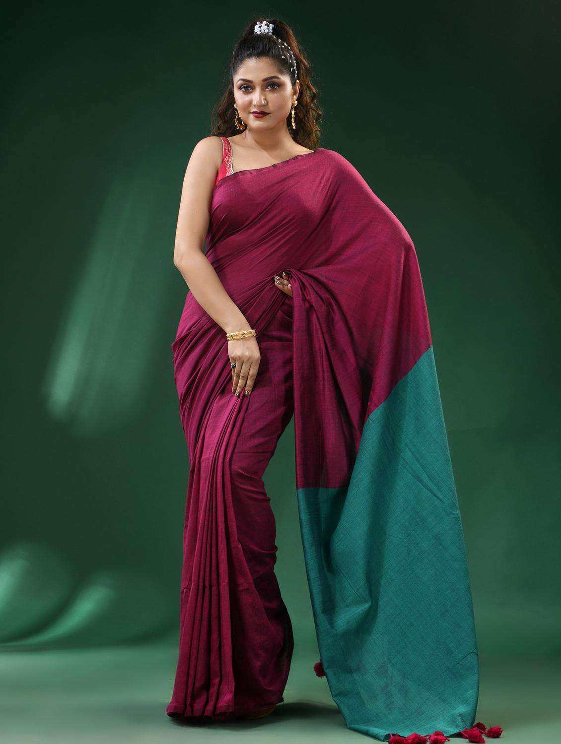 women solid handloom saree