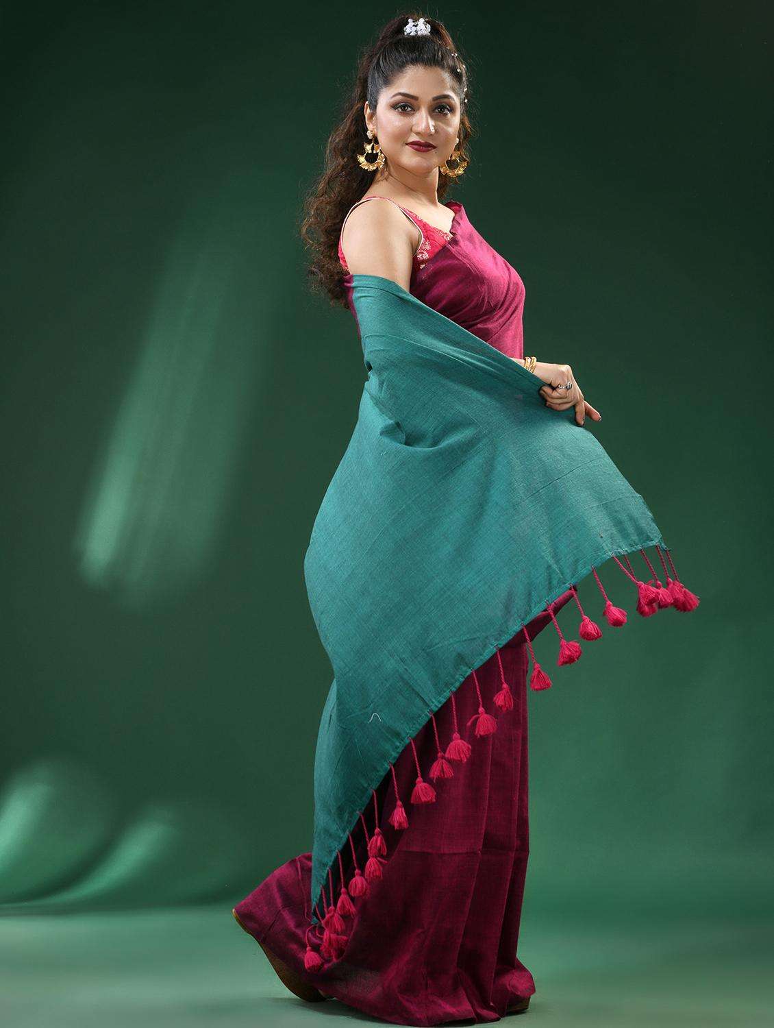 women solid handloom saree - 22260904 -  Standard Image - 3