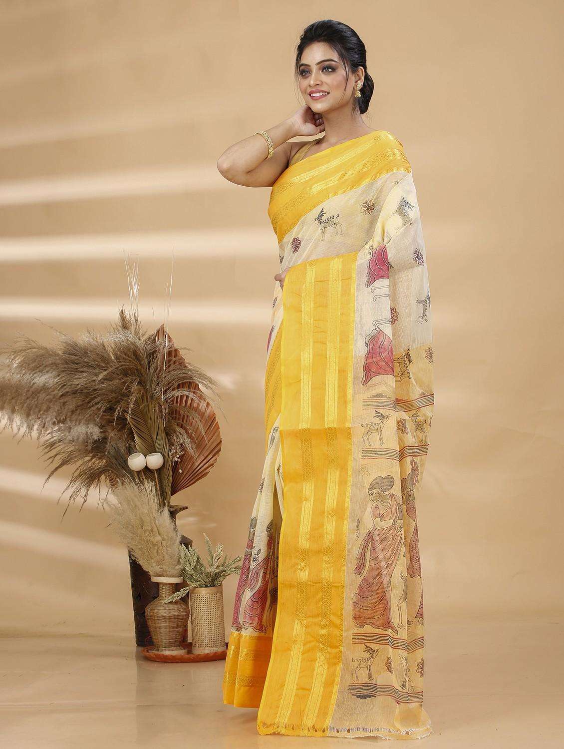 women printed handloom saree - 22260952 -  Standard Image - 3