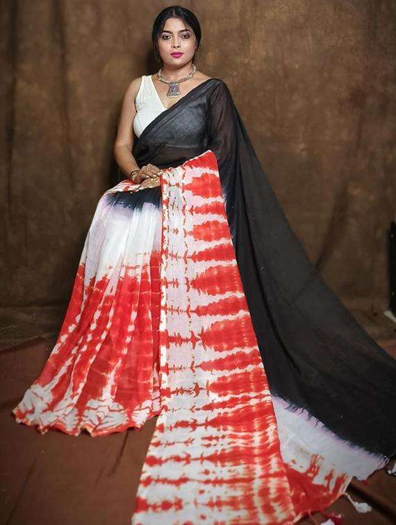 women tie & dye printed handloom saree - 22261067 -  Standard Image - 3