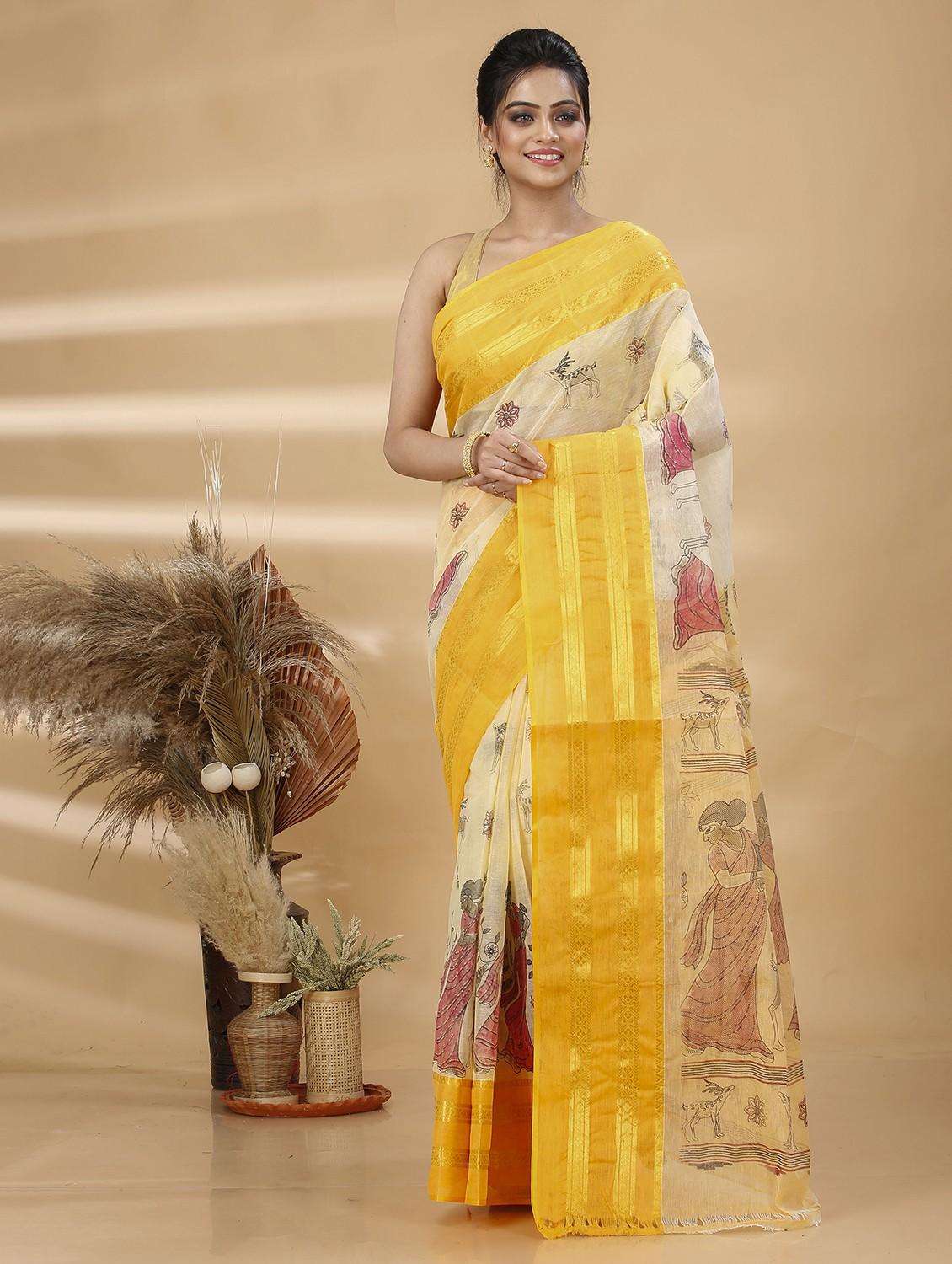 women printed handloom saree