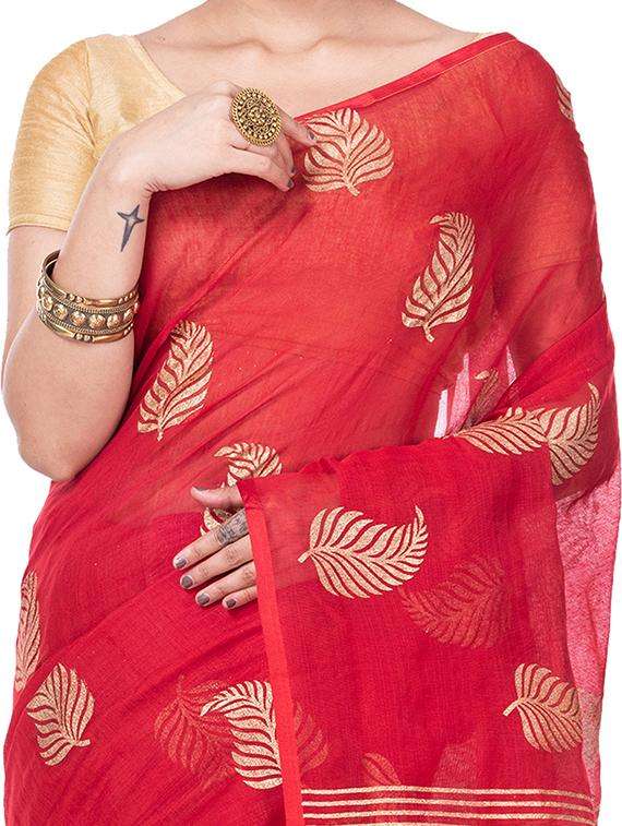 women foil printed saree with blouse - 22261244 -  Standard Image - 3