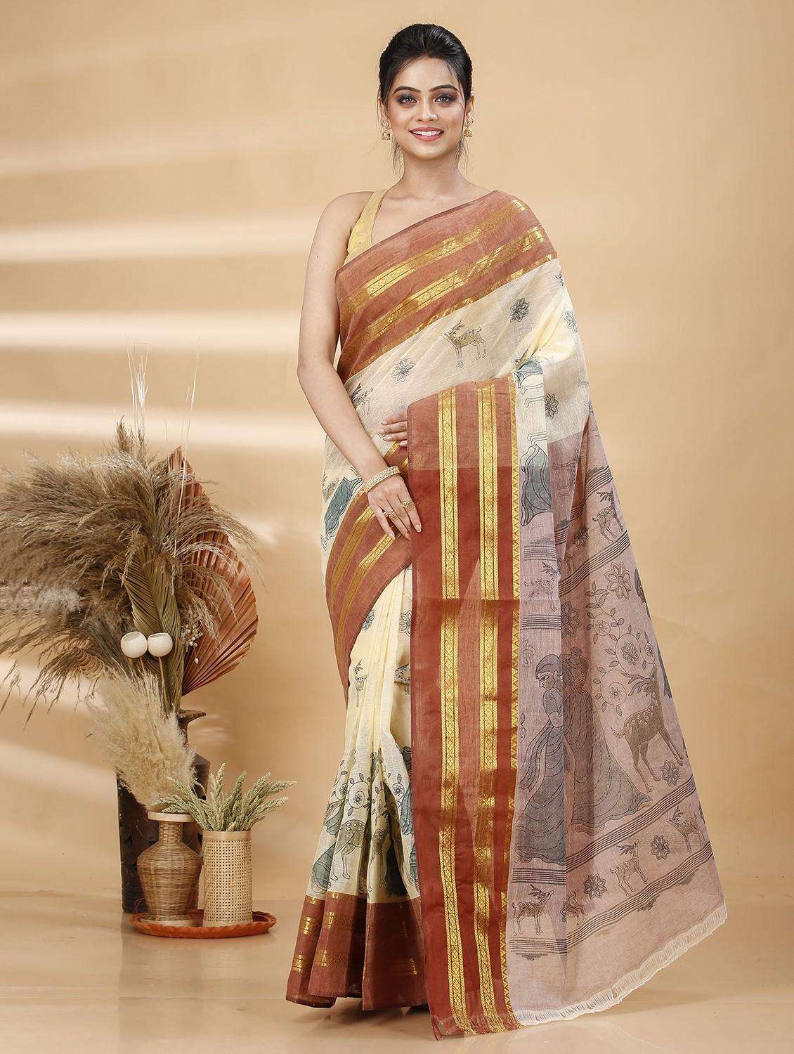women printed handloom saree