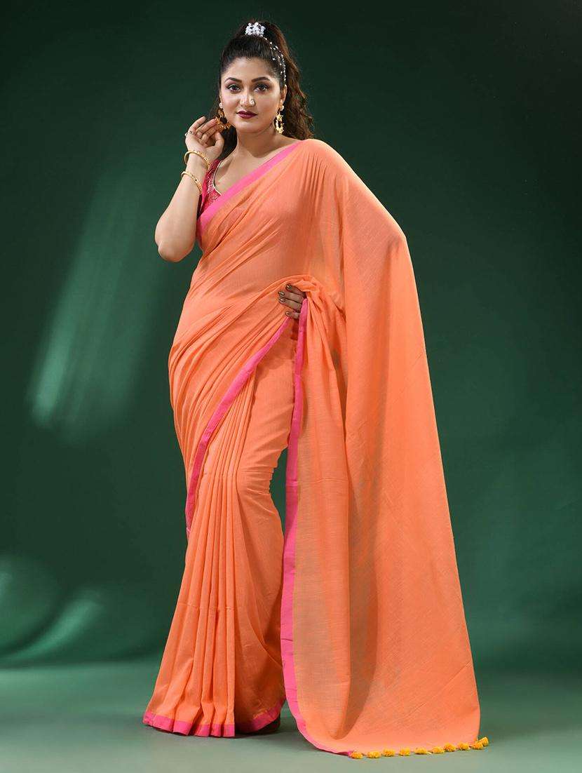 women solid handloom saree - 22261278 -  Standard Image - 3