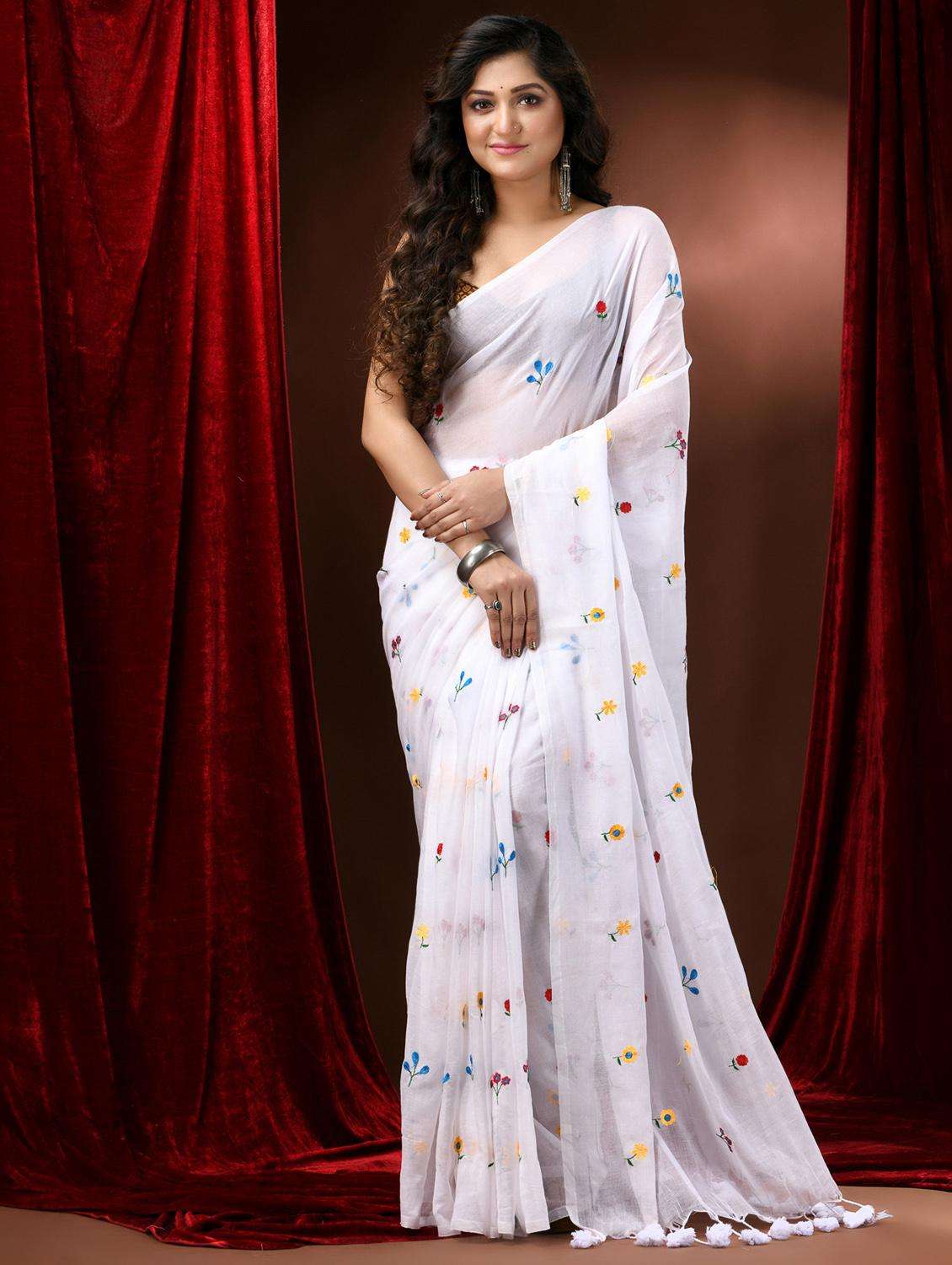 women solid with work handloom saree