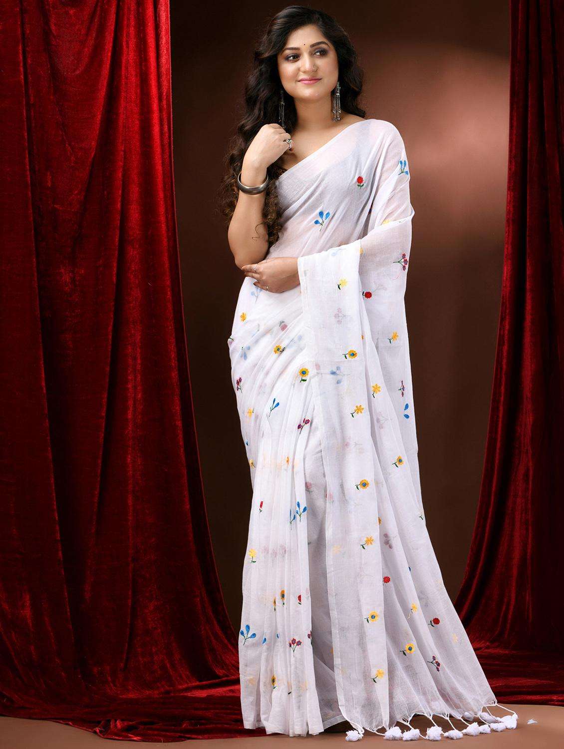 women solid with work handloom saree - 22261288 -  Standard Image - 3