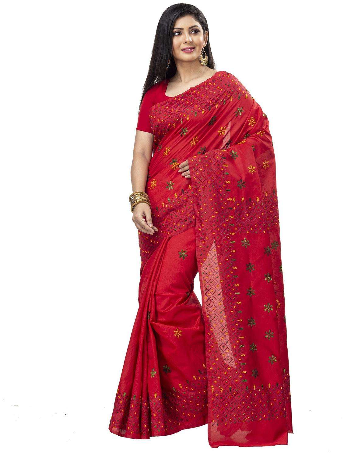 women solid with work handloom saree