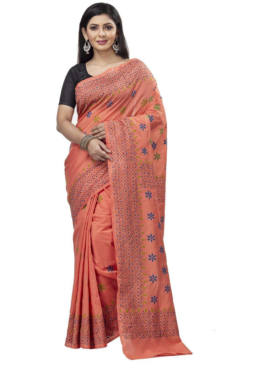 women solid with work handloom saree