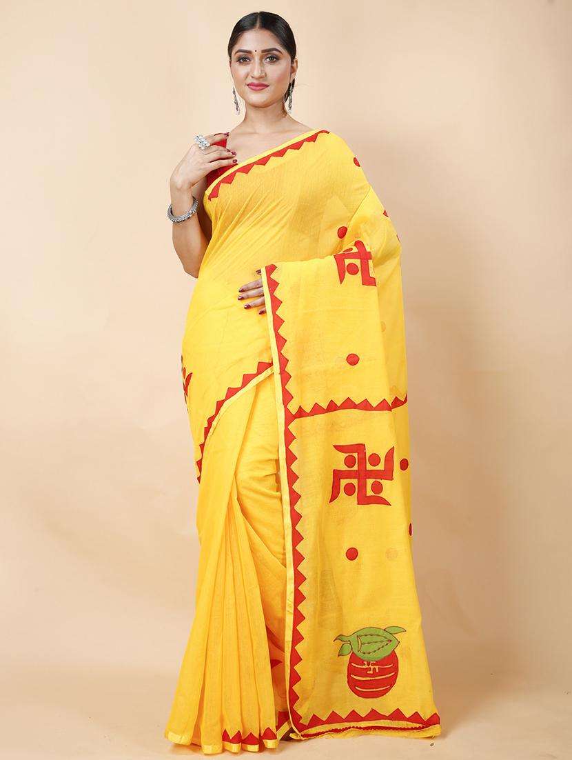 women solid with work handloom saree