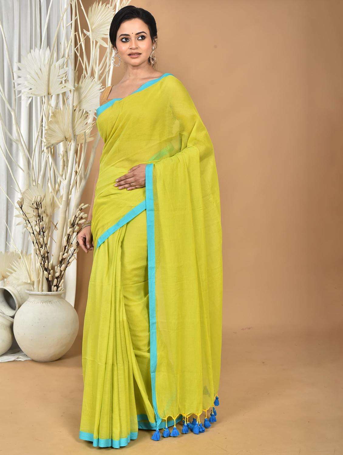 women solid handloom saree