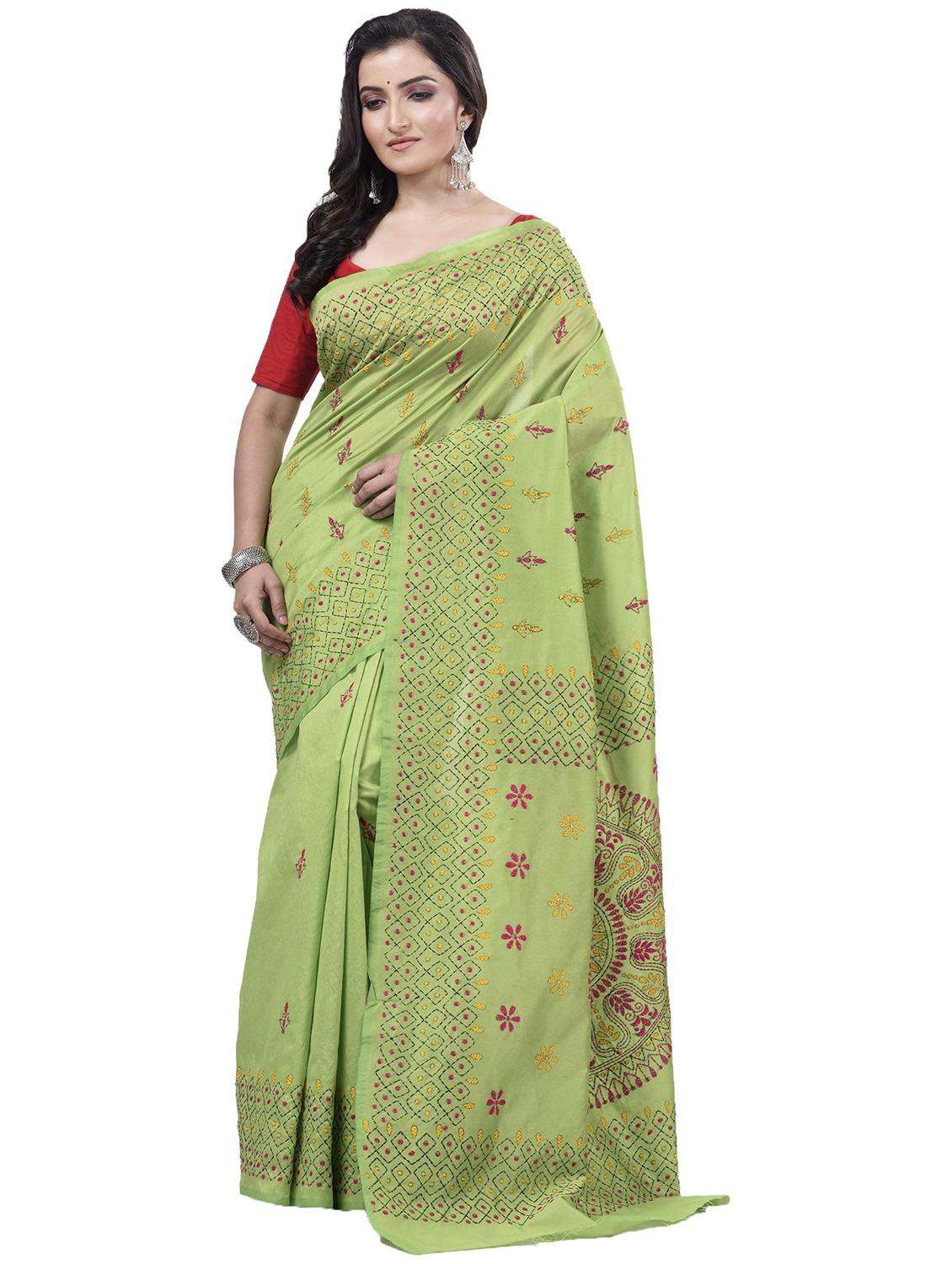 women solid with work handloom saree