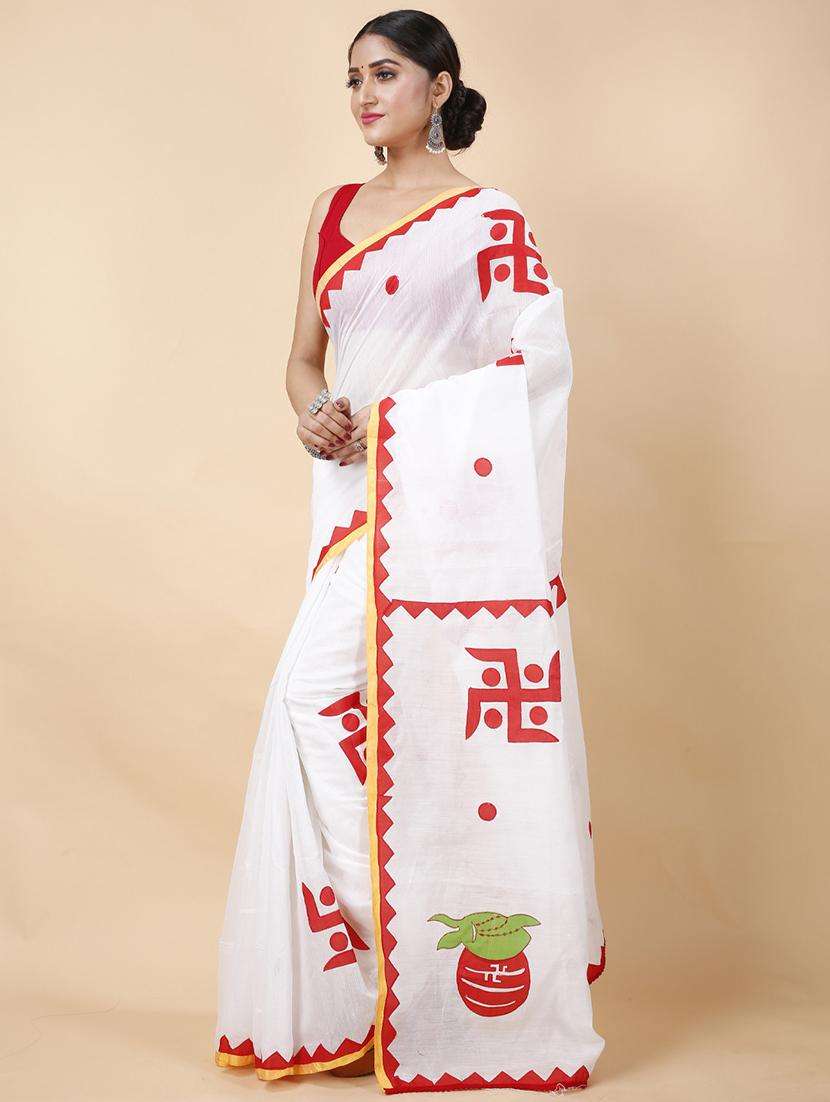 women solid with work handloom saree