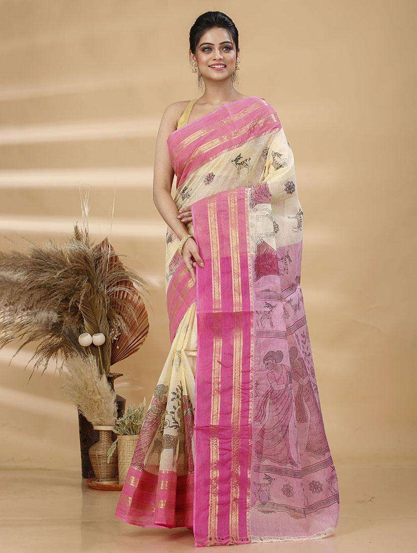 women printed handloom saree