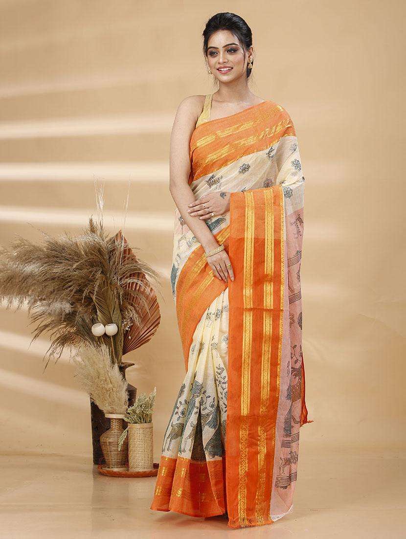 women printed handloom saree
